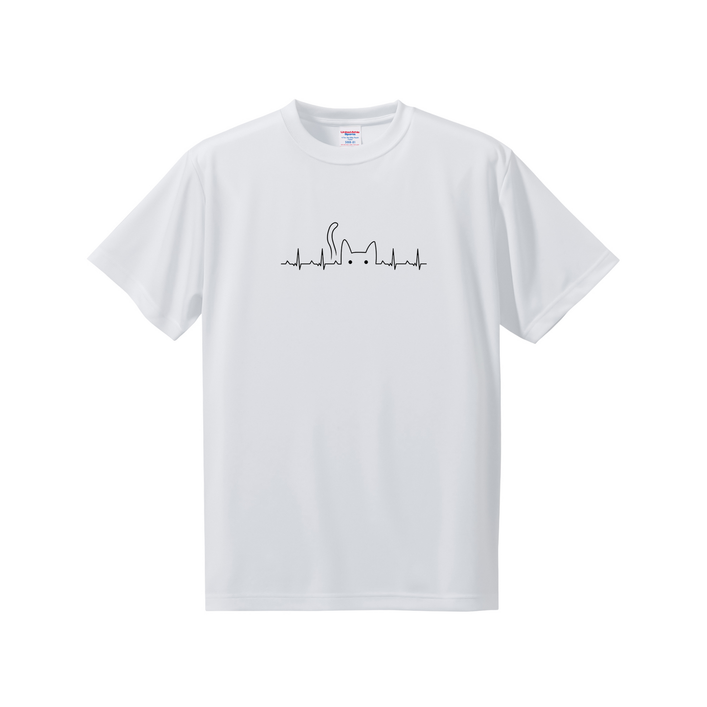 猫tシャツ ドライTシャツ シルキータッチTシャツ ねこ 猫イラスト おもしろ tシャツ ハートビート 心電図