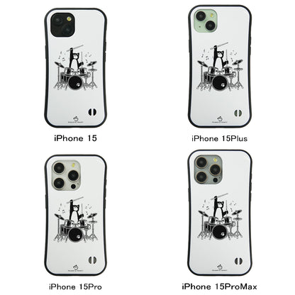 ケース ねこ 猫イラスト猫ドラムー スマホ ケース iPhone8, SE2, SE3 ~ ケースiPhone17シリーズ