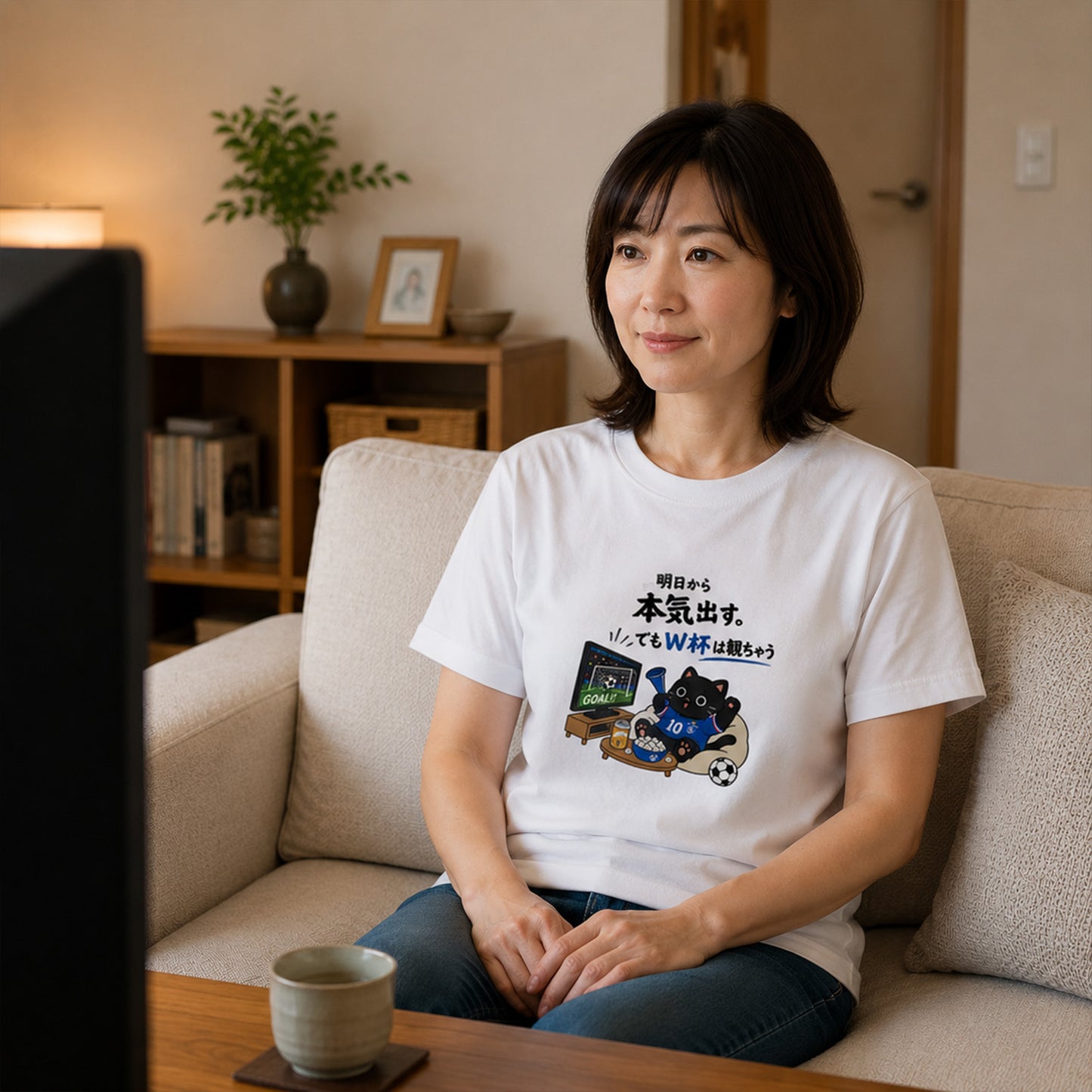 くろまるTシャツ｜明日から本気出す。でもW杯は観ちゃう｜ワールドカップ応援