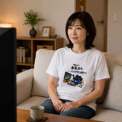 くろまるTシャツ｜明日から本気出す。でもW杯は観ちゃう｜ワールドカップ応援