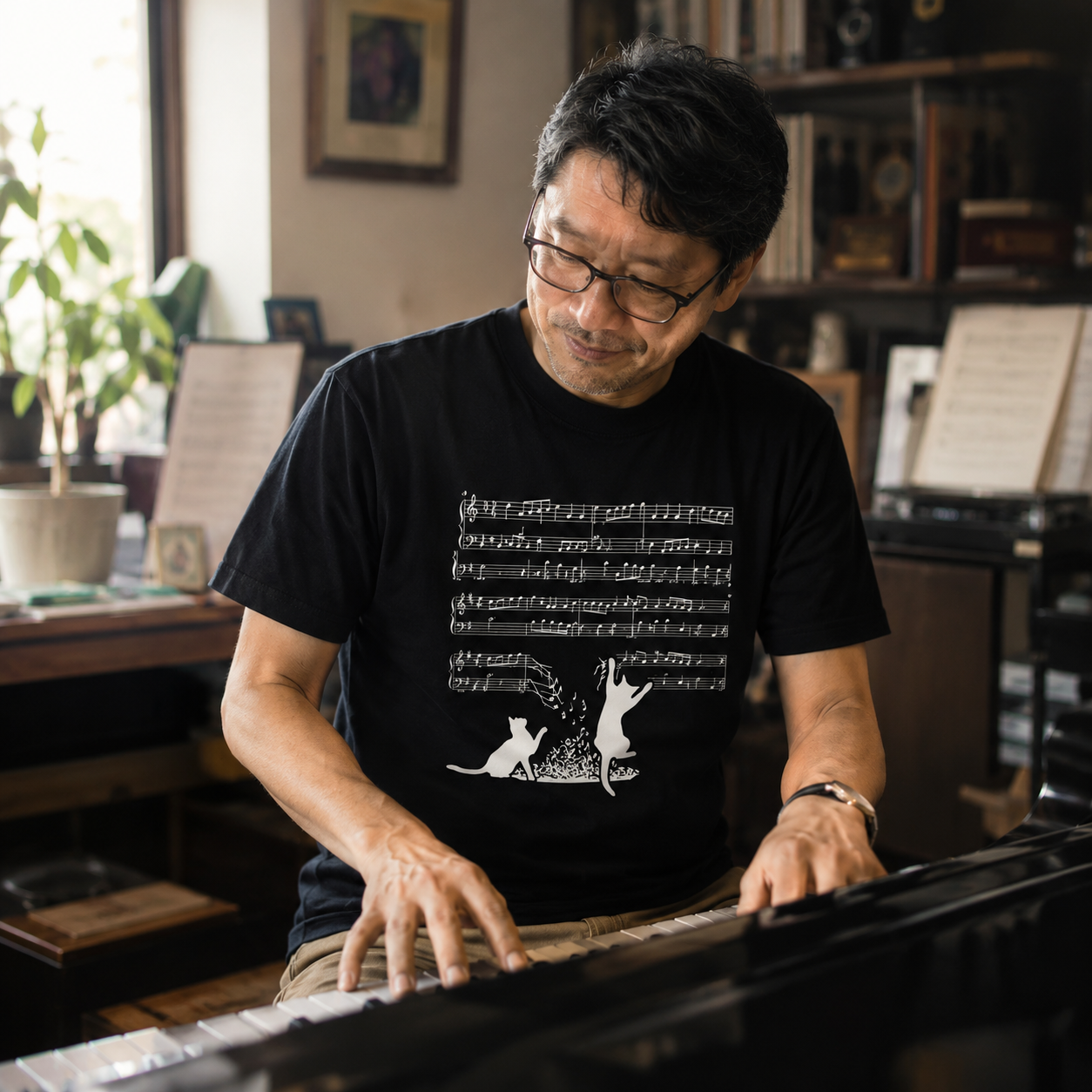 猫音符 Tシャツ | 音楽好きに人気