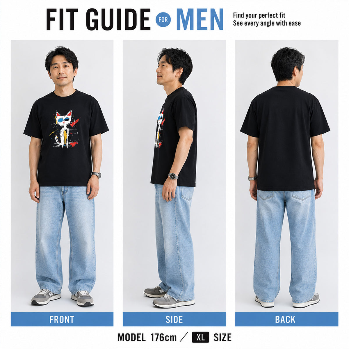 ポップアート黒猫 Tシャツ ｜ 猫好き・おしゃれ好きに人気