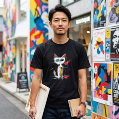 ポップアート黒猫 Tシャツ ｜ 猫好き・おしゃれ好きに人気