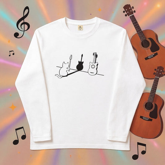 猫 ロン t 猫 長袖 t シャツ ねこ 猫イラスト 猫ギター