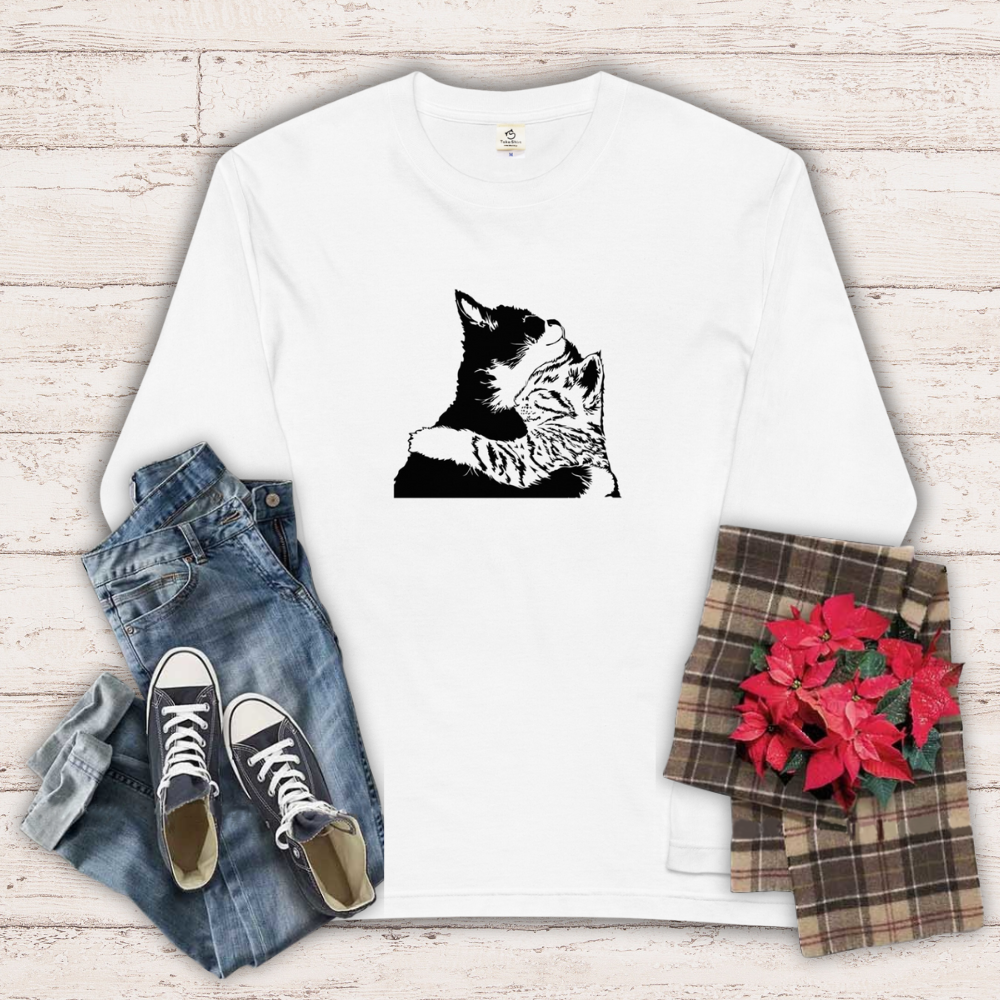 【バレンタイン限定】猫 ロン t 猫 長袖 t シャツ ねこ 猫イラスト 可愛い猫.