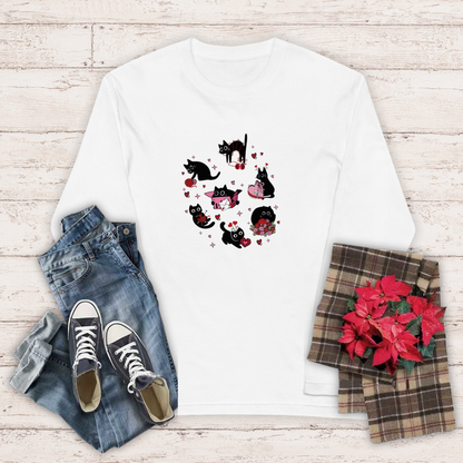 【バレンタイン限定】猫 ロン t 猫 長袖 t シャツ ねこ 可愛い猫イラスト.