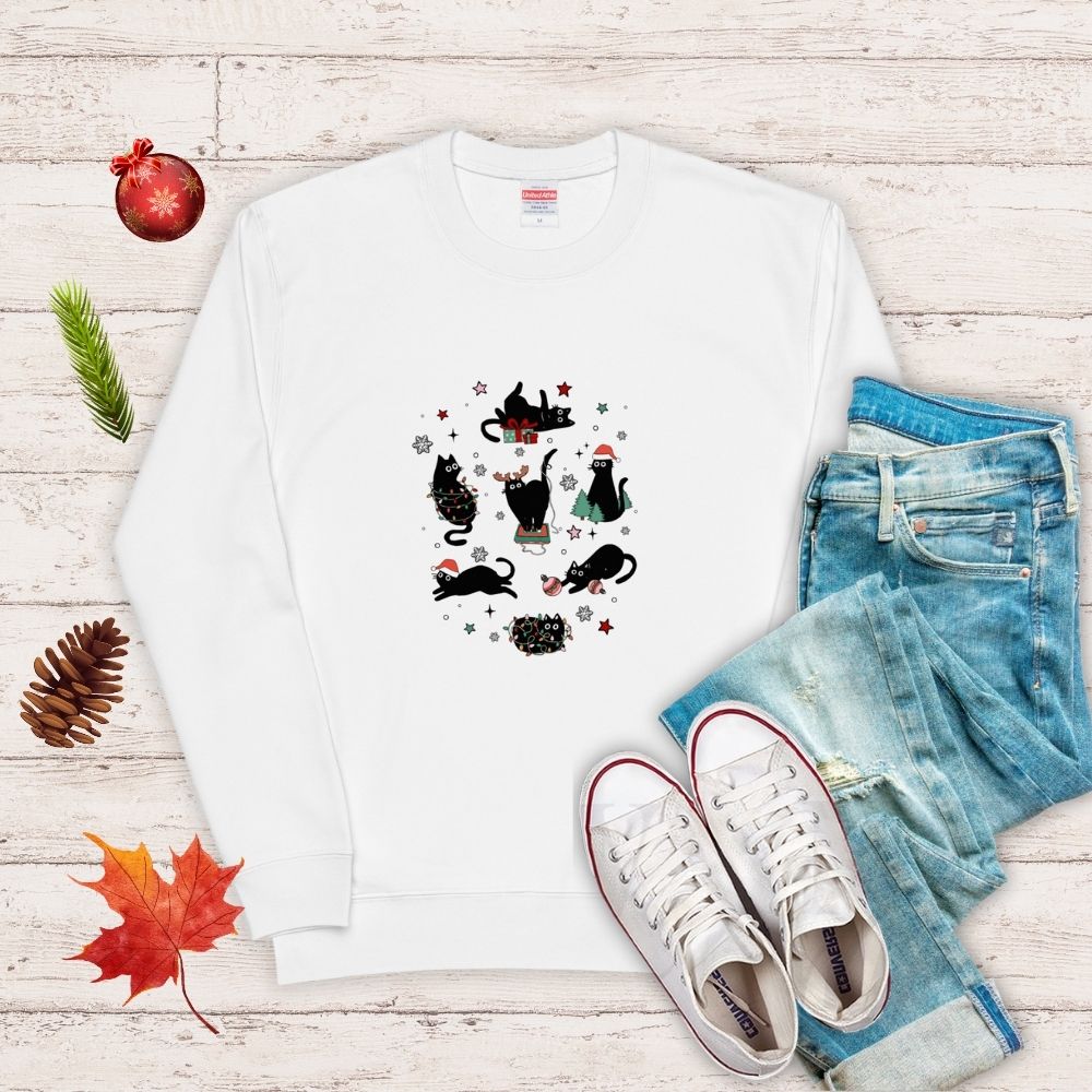 【クリスマス限定商品】猫 トレーナー ねこ かわいい 猫イラスト 猫クリスマス.