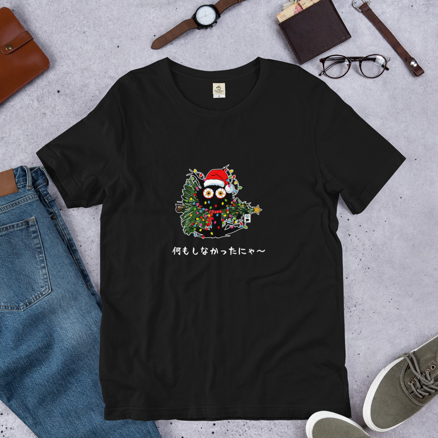 【クリスマス限定商品】猫tシャツ ねこ 猫イラスト 猫クリスマス.