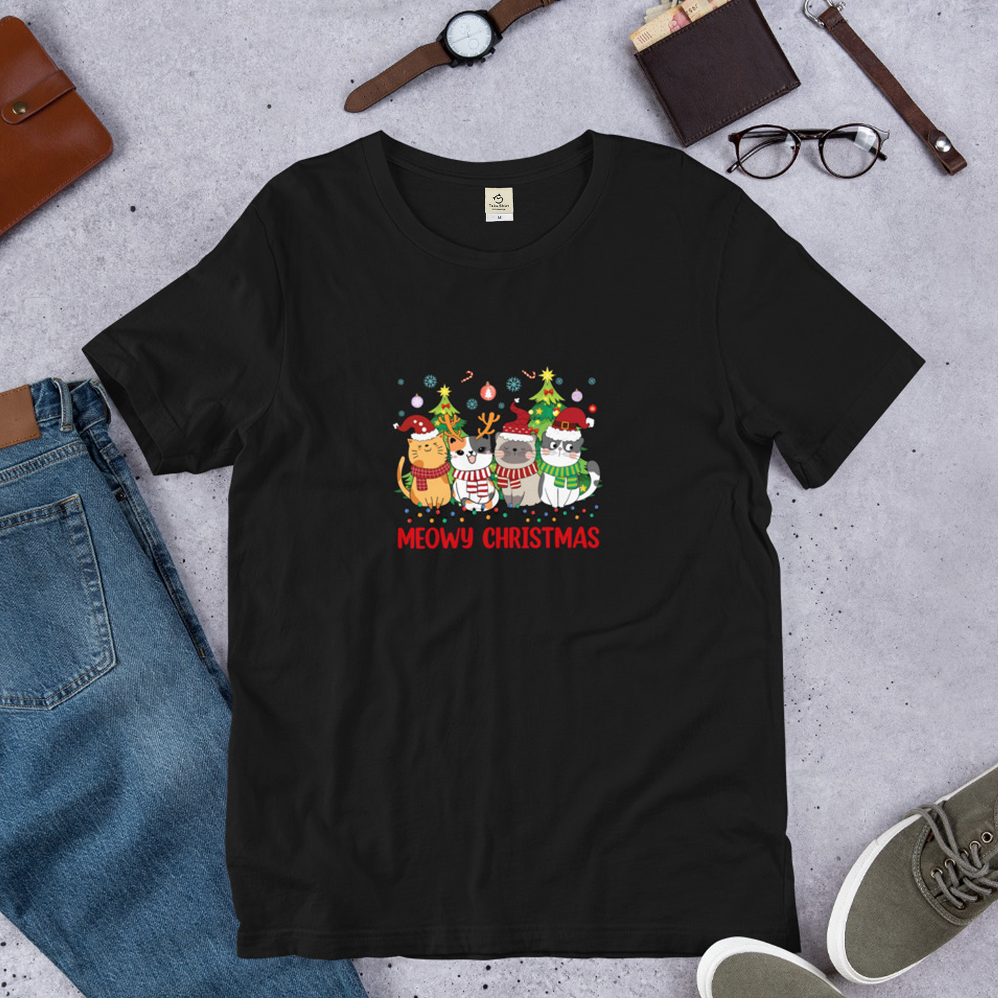 【クリスマス限定商品】猫tシャツ ねこ 猫イラスト 猫クリスマス.