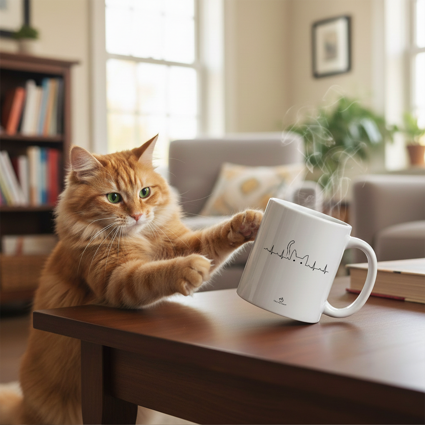 マグカップ 猫イラスト 猫 ハートビート｜猫好きにおすすめの面白い猫グッズ プレゼントにも最適
