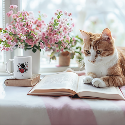 マグカップ 猫イラスト ロック猫 ドラム｜猫好きにおすすめの面白い猫グッズ プレゼントにも最適
