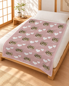 Sweet Cat Hearts 愛猫の写真で作るお名前入りブランケット｜ハート柄