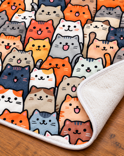 Happy Smiling Cats  にっこり笑顔の猫ちゃん大集合 ブランケット ひざ掛け
