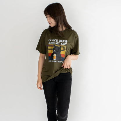I LIKE BEER AND MY CAT｜猫／犬が選べるTシャツ