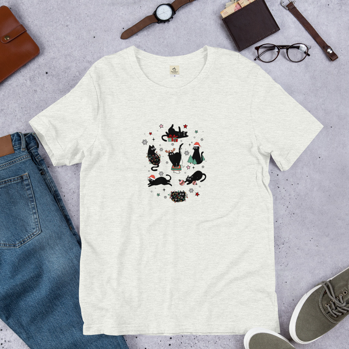 【クリスマス限定商品】猫tシャツ ねこ 猫イラスト 猫クリスマス.