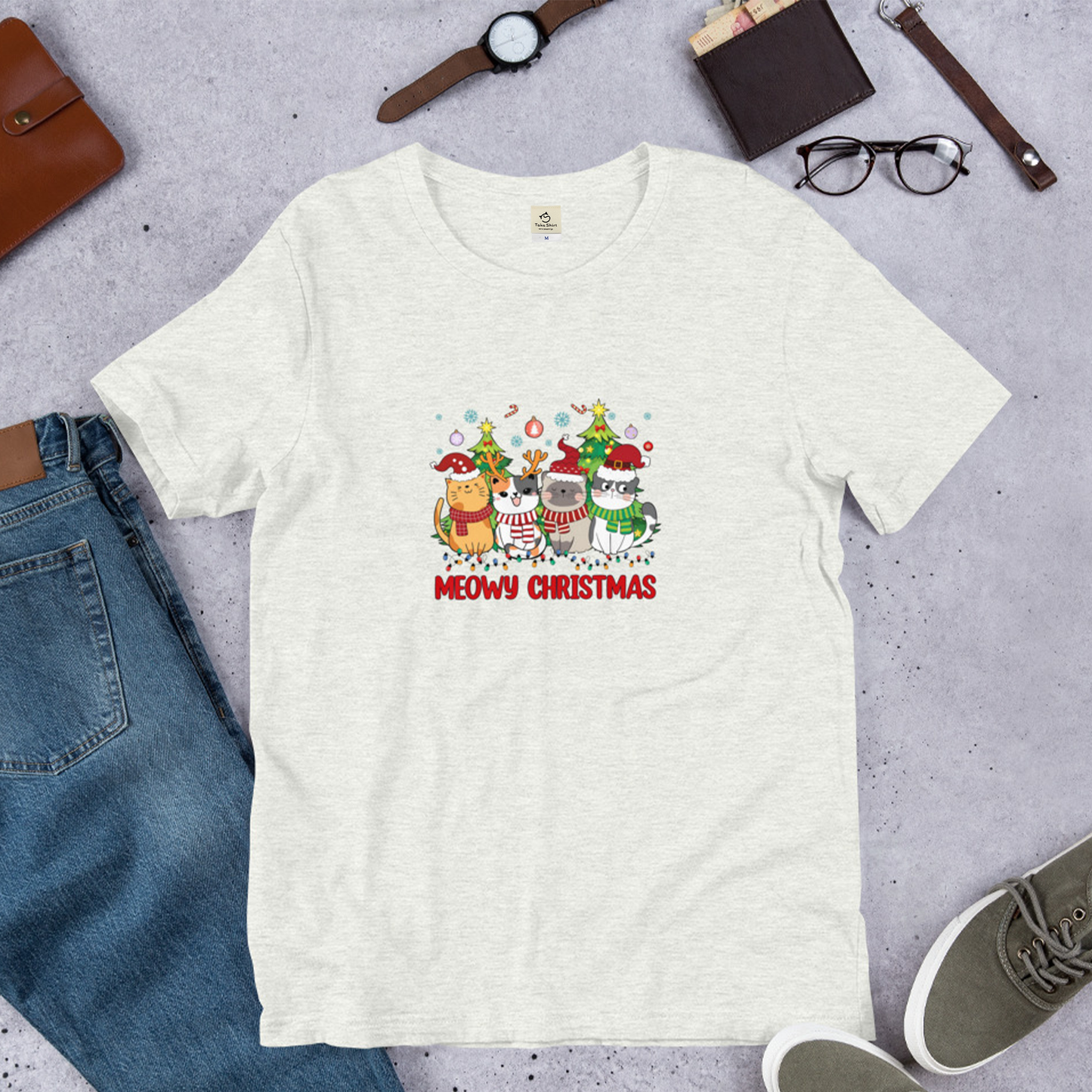 【クリスマス限定商品】猫tシャツ ねこ 猫イラスト 猫クリスマス.