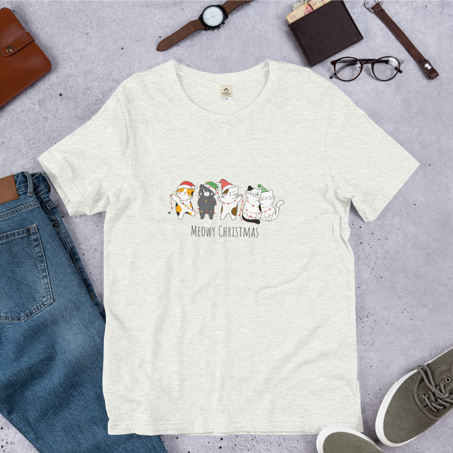 【クリスマス限定商品】猫tシャツ ねこ 猫イラスト 猫クリスマス.