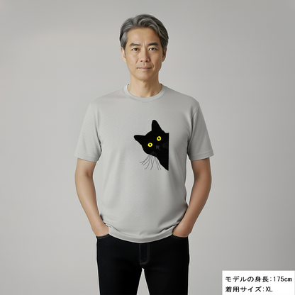 猫tシャツ ねこ 猫イラスト かわいい猫  覗き見する猫｜アダルト&キッズサイズ