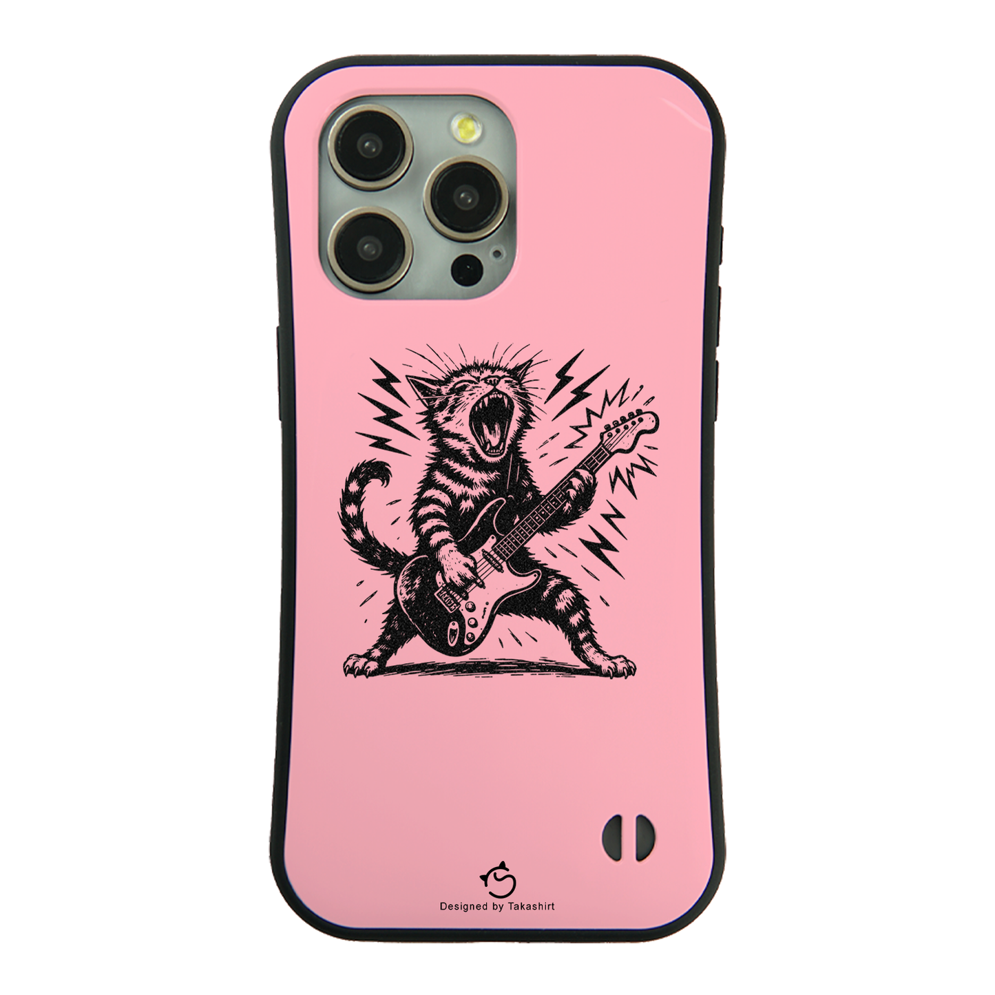 ケース ねこ 猫イラストロック猫ギター スマホ ケース iPhone8, SE2, SE3 ~ ケースiPhone17シリーズ