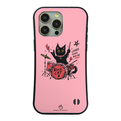 ケース ねこ 猫イラストロック猫 ドラム スマホ ケース iPhone8, SE2, SE3 ~ ケースiPhone17シリーズ