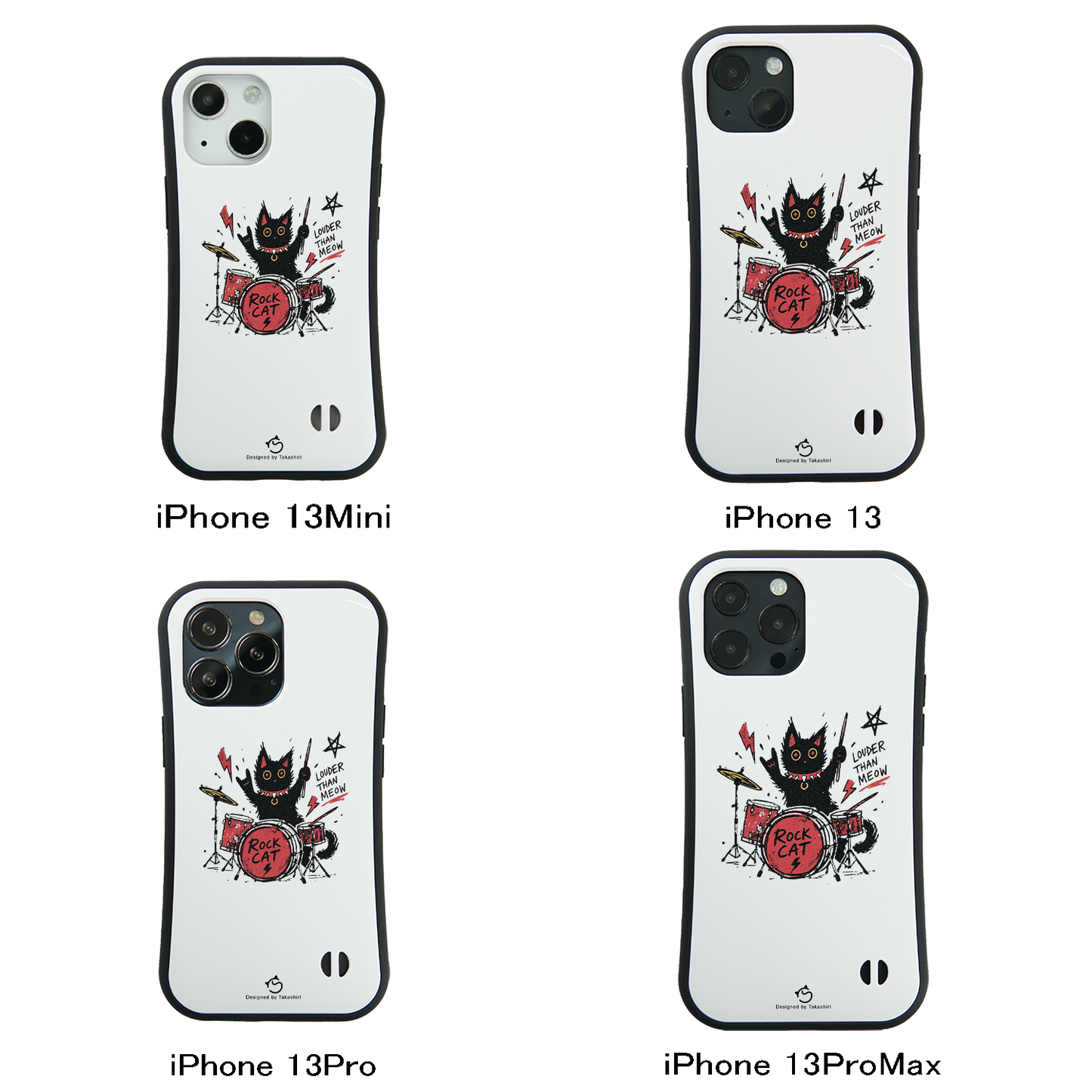 ケース ねこ 猫イラストロック猫 ドラム スマホ ケース iPhone8, SE2, SE3 ~ ケースiPhone17シリーズ