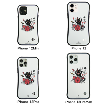 ケース ねこ 猫イラストロック猫 ドラム スマホ ケース iPhone8, SE2, SE3 ~ ケースiPhone17シリーズ