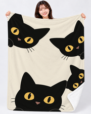 Curious Peeking Black Cats ひょっこり覗く黒猫デザイン | Blanket