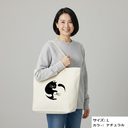 猫トート バッグ  猫 エコ バッグ　陰陽サークル