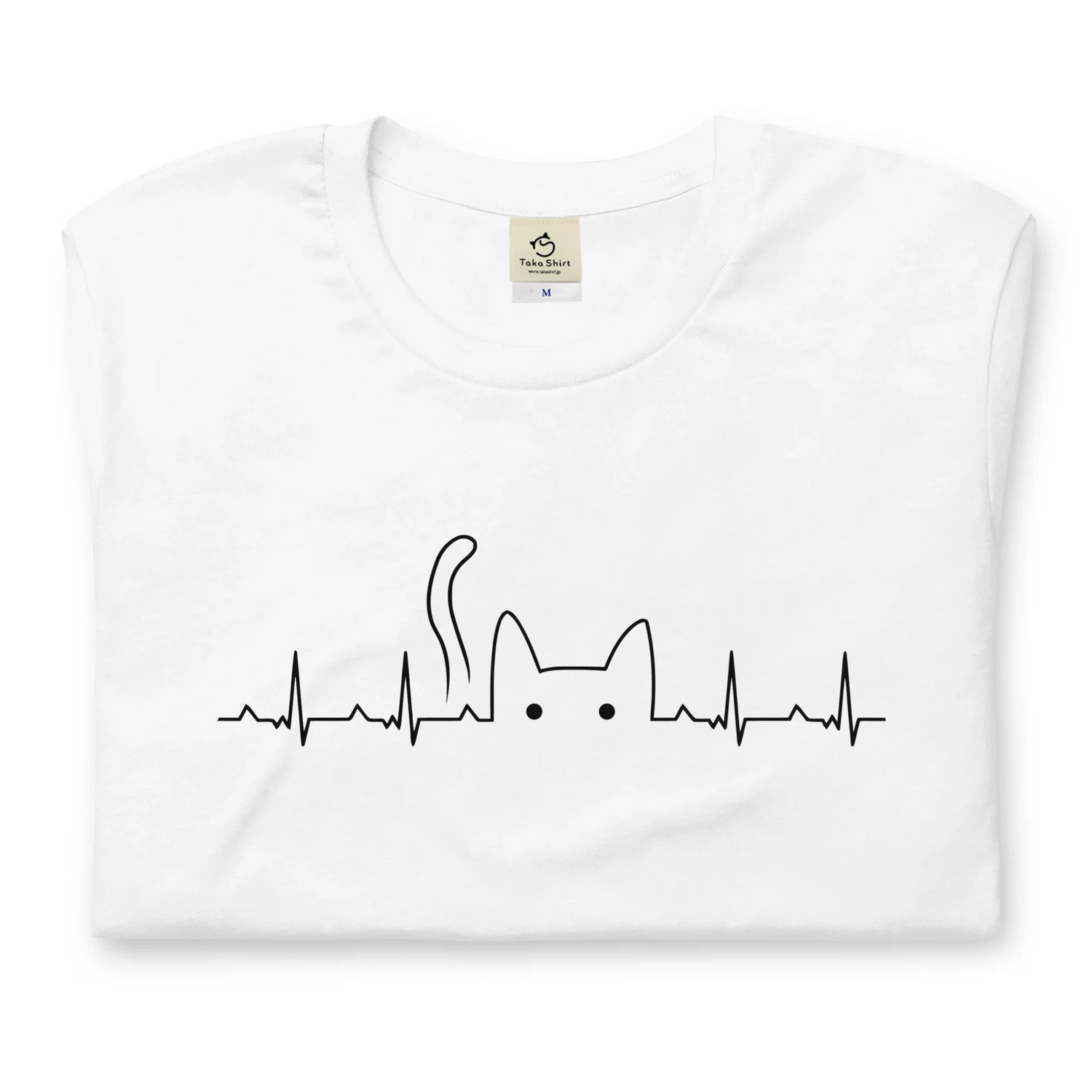 猫tシャツ ねこ 猫イラスト おもしろ tシャツ かわいい ハートビート 心電図｜アダルト&キッズサイズ.