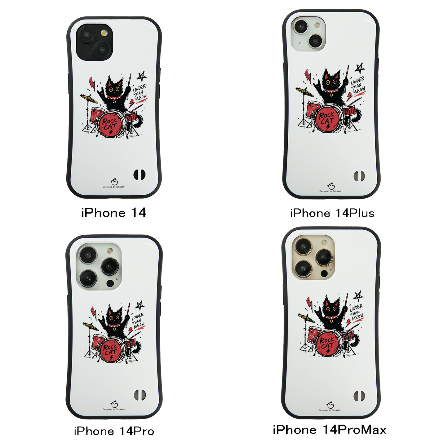ケース ねこ 猫イラストロック猫 ドラム スマホ ケース iPhone8, SE2, SE3 ~ ケースiPhone17シリーズ