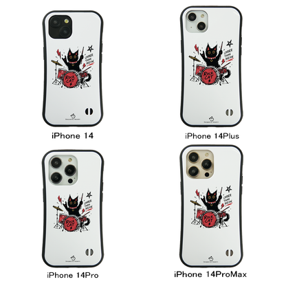 ケース ねこ 猫イラストロック猫 ドラム スマホ ケース iPhone8, SE2, SE3 ~ ケースiPhone17シリーズ