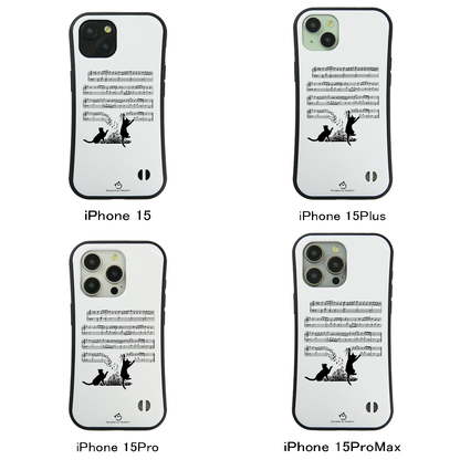 ケース ねこ 猫イラスト猫猫音符  スマホ ケース iPhone8, SE2, SE3 ~ ケースiPhone17シリーズ