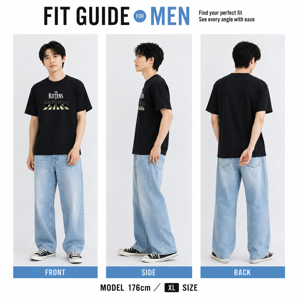 THE KITTENS | 横断歩道 ゆるかわ 子猫 パロディTシャツ【猫好き・愛猫家・イベント・ギフトに最適】