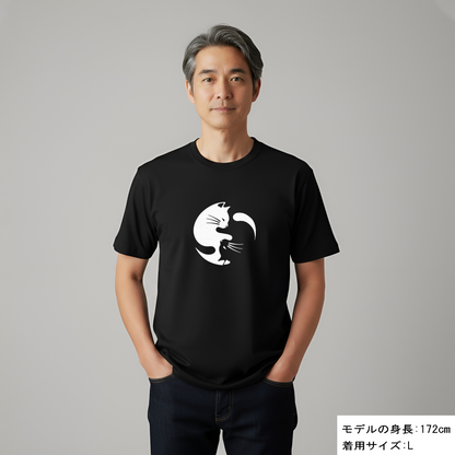 猫tシャツ ねこ 猫イラスト おもしろ tシャツ かわいい 陰陽サークル｜アダルト&キッズサイズ