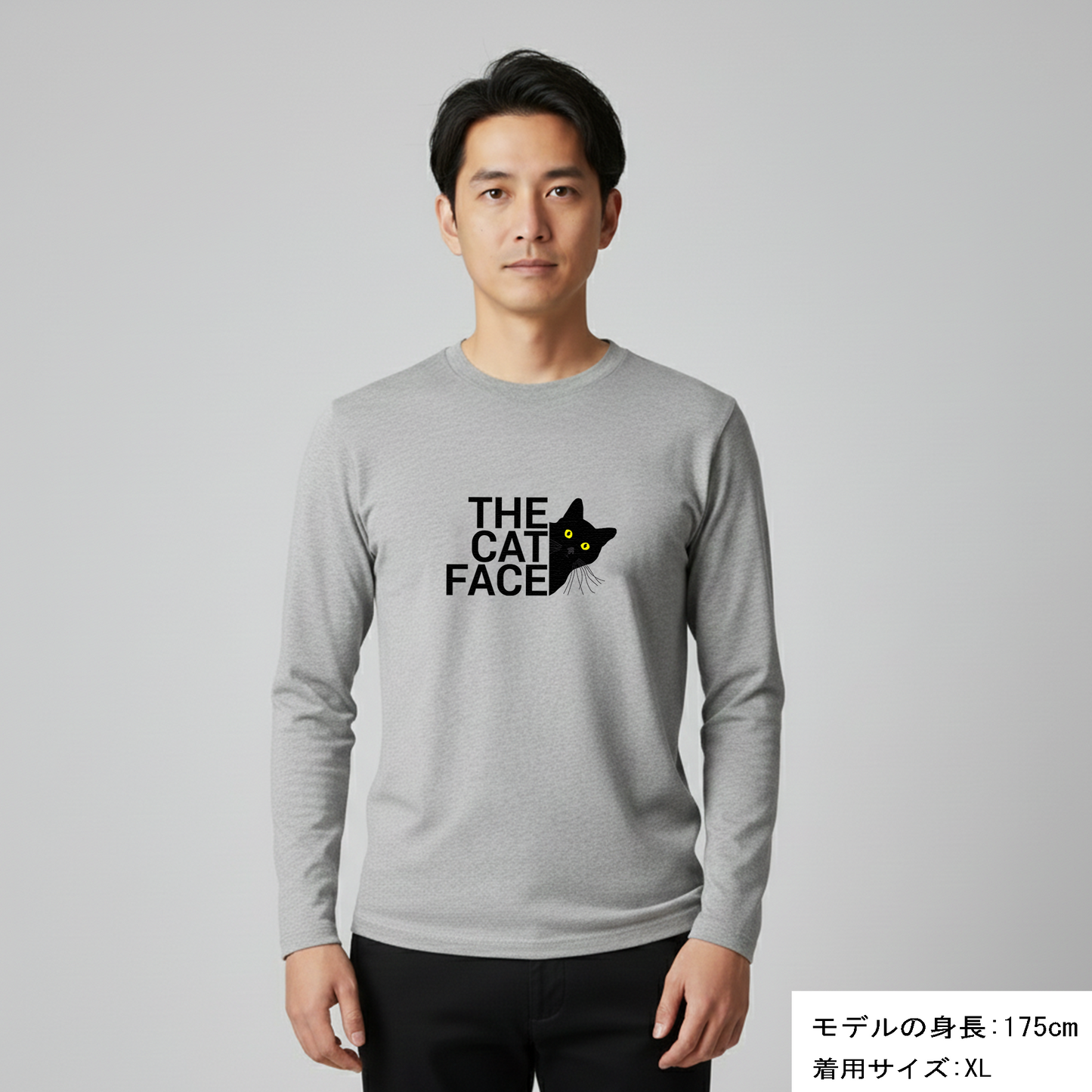 猫 ロン t 猫 長袖 t シャツ ねこ 猫イラスト THE CAT FACE2