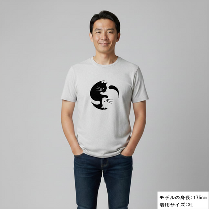 猫tシャツ ねこ 猫イラスト おもしろ tシャツ かわいい 陰陽サークル｜アダルト&キッズサイズ