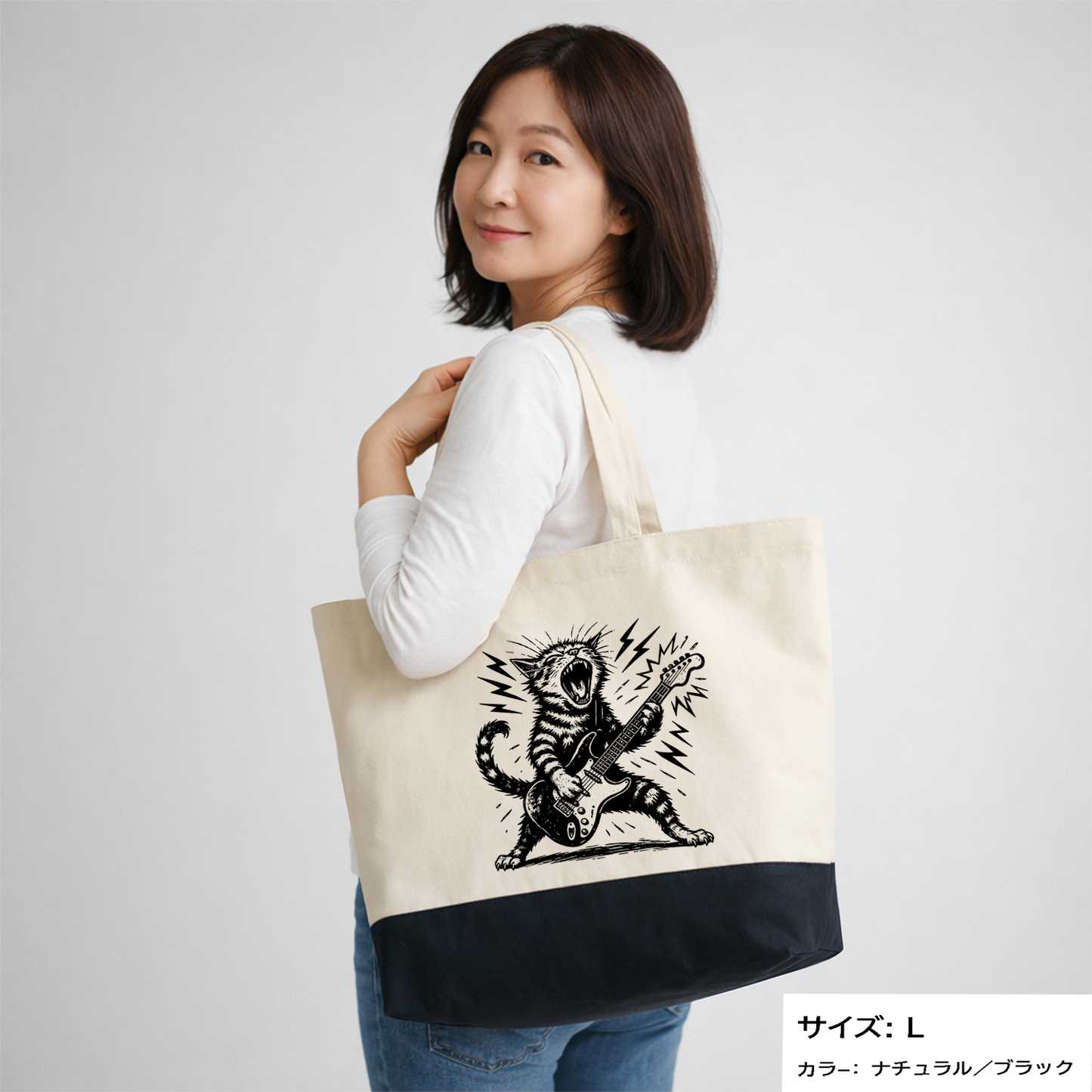 猫トート バッグ  ロック猫ギター