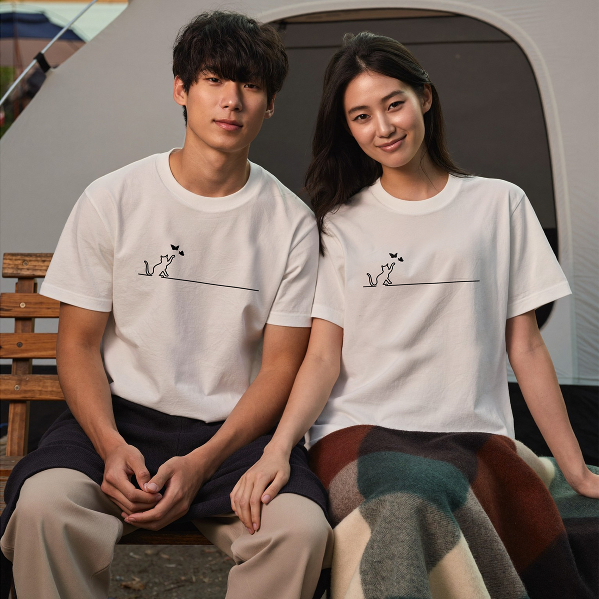 猫 バタフライ Tシャツ ｜ 猫好き・シンプル好きに人気