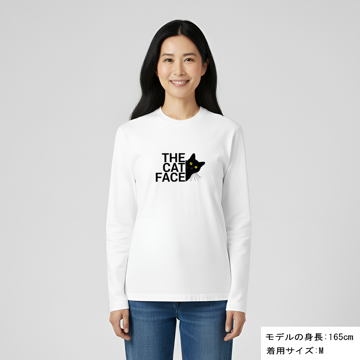 猫 ロン t 猫 長袖 t シャツ ねこ 猫イラスト THE CAT FACE2