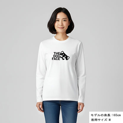 犬 ロン t 犬 長袖 t シャツ いぬ  犬イラスト 柴犬 THE DOG FACE