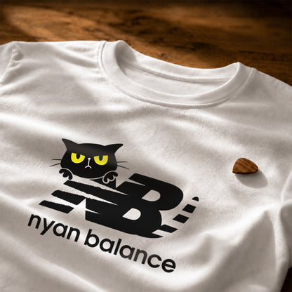 猫 長袖Tシャツ｜Nyan Balance猫イラスト｜ねこ ロンT メンズ レディース S-2XL