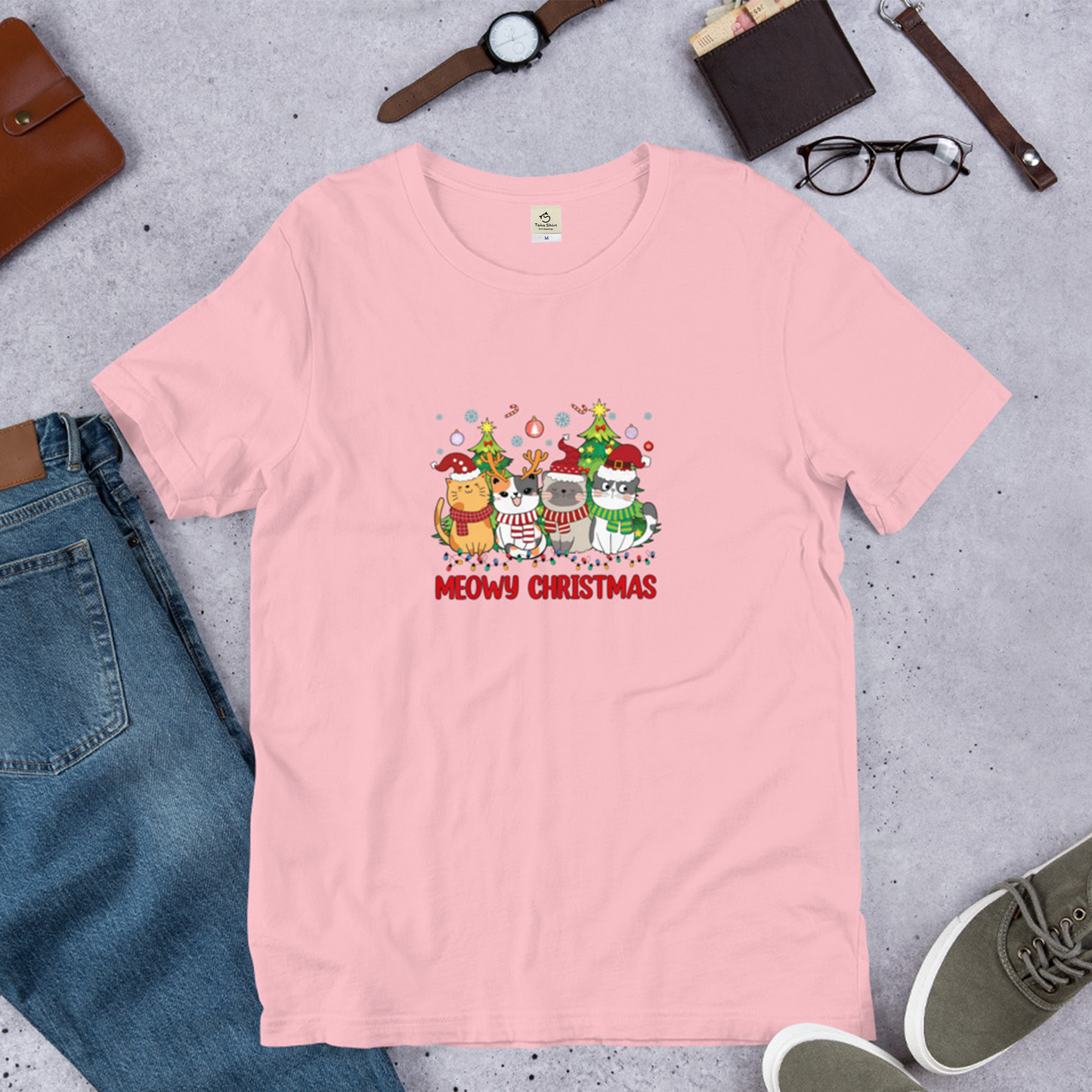 【クリスマス限定商品】猫tシャツ ねこ 猫イラスト 猫クリスマス.