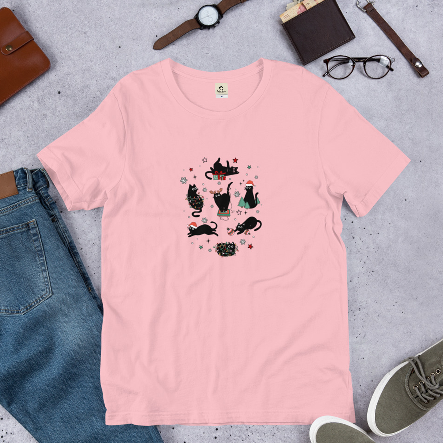 【クリスマス限定商品】猫tシャツ ねこ 猫イラスト 猫クリスマス.