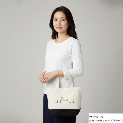 猫トート バッグ  猫 エコ バッグ ハートビート 心電図
