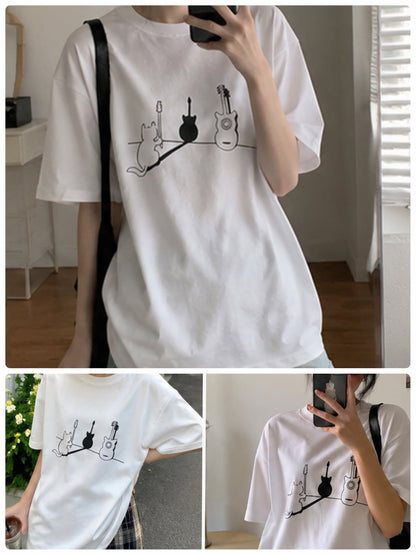 猫ギター 猫Tシャツ｜音楽好きに人気