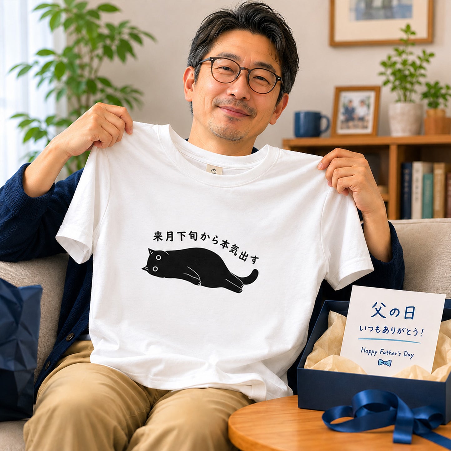 来月下旬から本気出す猫Tシャツ｜おもしろ猫デザイン