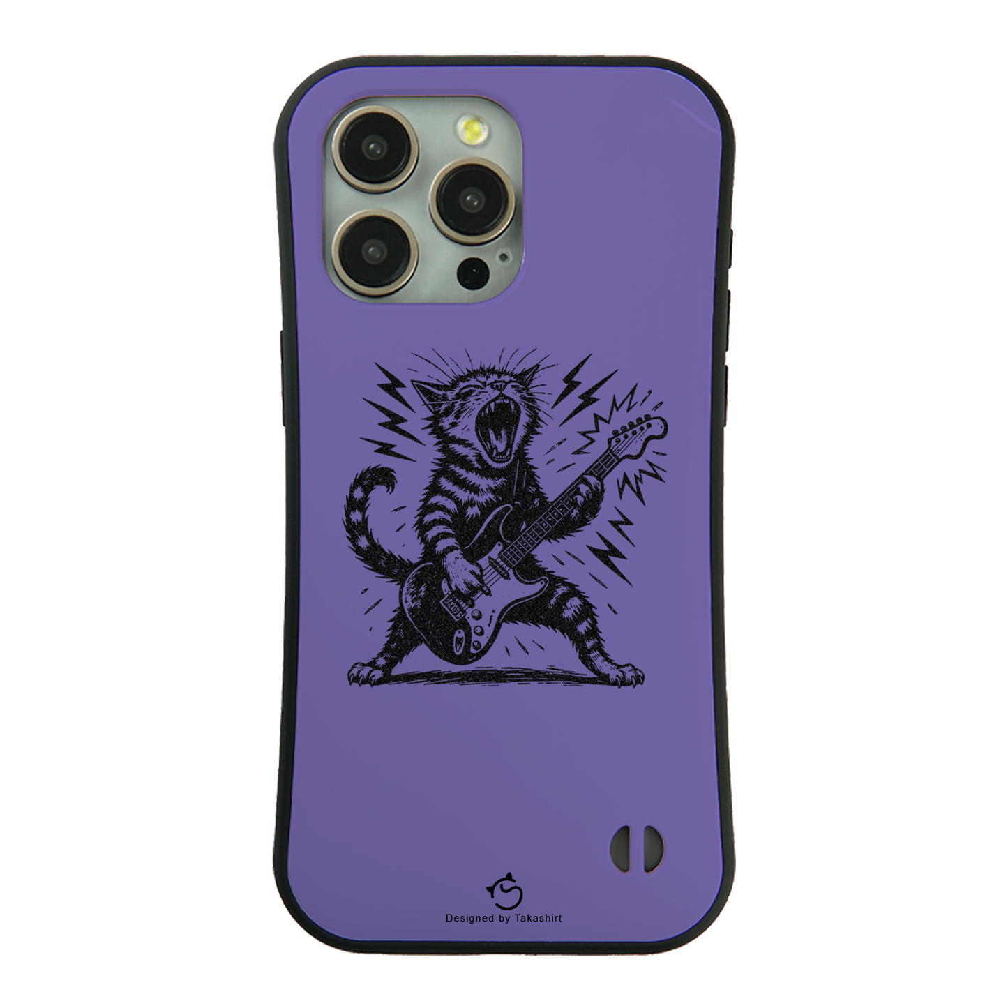 ケース ねこ 猫イラストロック猫ギター スマホ ケース iPhone8, SE2, SE3 ~ ケースiPhone17シリーズ