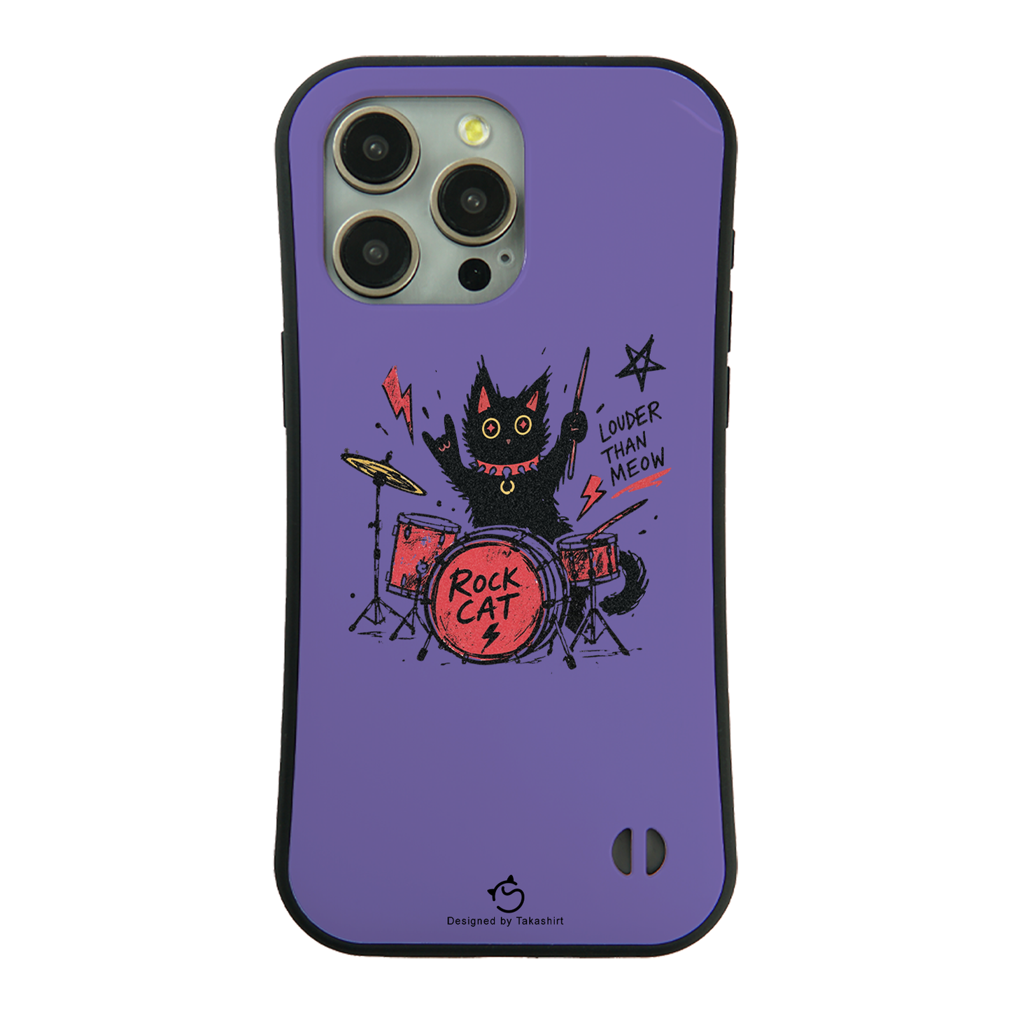 ケース ねこ 猫イラストロック猫 ドラム スマホ ケース iPhone8, SE2, SE3 ~ ケースiPhone17シリーズ