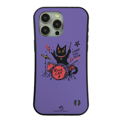 ケース ねこ 猫イラストロック猫 ドラム スマホ ケース iPhone8, SE2, SE3 ~ ケースiPhone17シリーズ