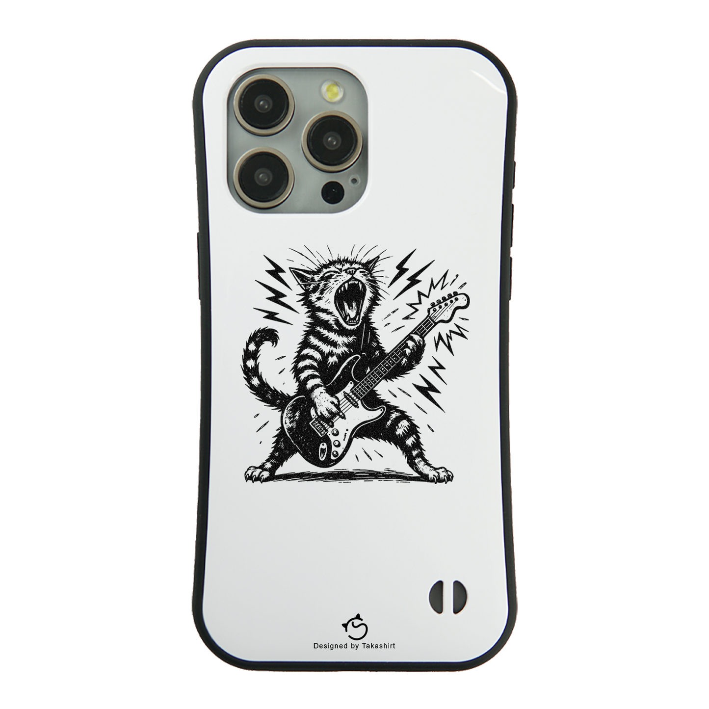 ケース ねこ 猫イラストロック猫ギター スマホ ケース iPhone8, SE2, SE3 ~ ケースiPhone17シリーズ